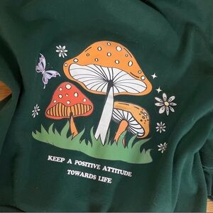 Green Graphic Mushroom Hoodie - Positive Attitude